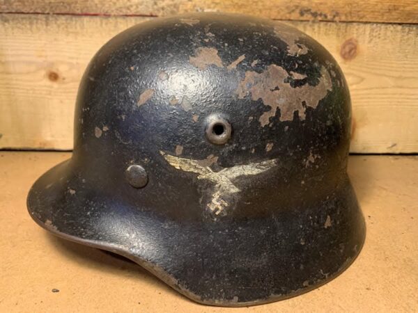 Original WW2 German Single Decal Luftwaffe Flak Black Helmet